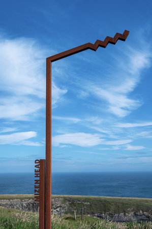 Mizen Head, Ireland- July 12, 2021: The Mizen Head Wild Atlantic Way Signのeditorial素材