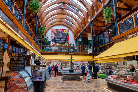 Cork, Ireland- July 14, 2021: The interior of The English Market Corkのeditorial素材