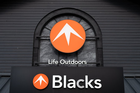 Aviemore, Scotland- Oct 18, 2021: The sign for Blacks outdoor clothing store in Aviemoreのeditorial素材