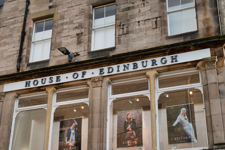 Edinburgh, Scotland- Nov 20, 2021: The sign for the House of Edinburgh clothing store.のeditorial素材