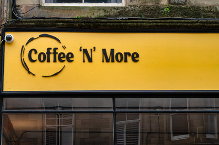 Edinburgh, Scotland- Nov 20, 2021:  The Sign for Coffe N More in Edinburgh.のeditorial素材