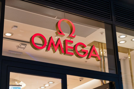 Edinburgh, Scotland- Nov 20, 2021:  The sign for Omega store in Edinburgh.のeditorial素材