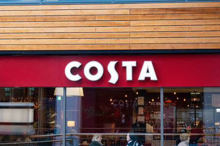 Belfast, UK- Feb 21, 2022: Costa Coffe shop in Belfast Northern Ireland.のeditorial素材