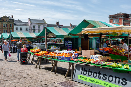 Chesterfield, UK- May 14, 2022: The outdoor market at Chesterfield England