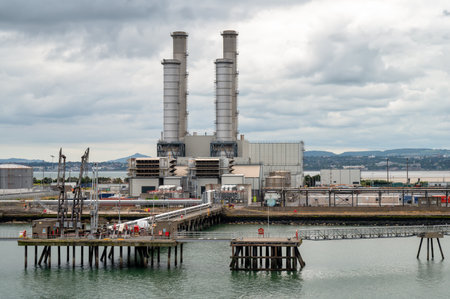 Dublin, Ireland- July 7, 2022: Poolbeg combined cycle gas turbine (CCGT) in Dublin Irelandのeditorial素材