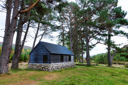 Braemar, UK- Oct 14, 2022: The cabin in Scotlands Cairngorms National Park known as Bob Scottâs Bothyのeditorial素材