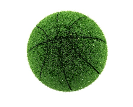 3d grass basketball with flowers. 3d grass ball. Recycle concept.の写真素材