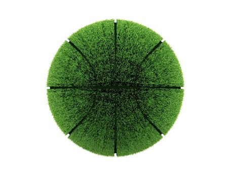 3d grass basketball. 3d grass ball. Recycle concept.の写真素材
