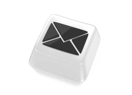 E-Mail envelope icon in black on white computer key  Isolated background の写真素材