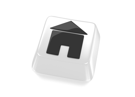 Home icon in black on white computer key  House icon  Isolated background の写真素材