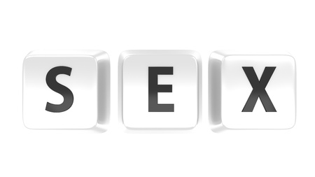 SEX written in black on white computer keys  Isolated background の写真素材