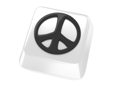 Peace symbol in black on white computer key  3d illustration  Isolated background の写真素材