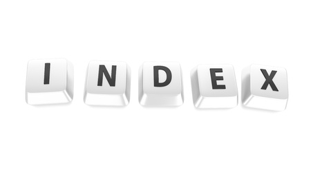 INDEX written in black on white computer keys  3d illustration  Isolated background の写真素材