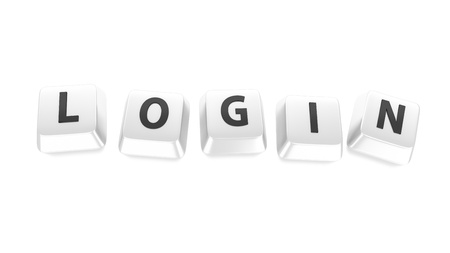 LOGIN written in black on white computer keys  3d illustration  Isolated background の写真素材