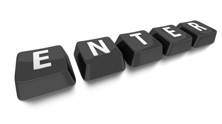 ENTER written in white on black computer keys. 3d illustration. Isolated background.の写真素材