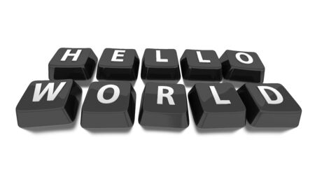 HELLO WORLD written in white on black computer keys  3d illustration  Isolated background の写真素材