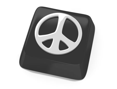 Peace symbol in white on black computer key  3d illustration  Isolated background の写真素材