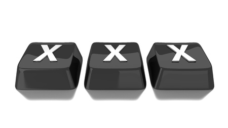 XXX written in white on black computer keys  3d illustration  Isolated background の写真素材