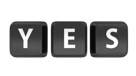 YES written in white on black computer keys  3d illustration  Isolated background の写真素材