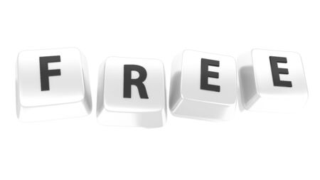 FREE written in black on white computer keys  3d illustration  Isolated background の写真素材