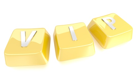 VIP written in white on golden computer keys  3d illustration  Isolated background の写真素材