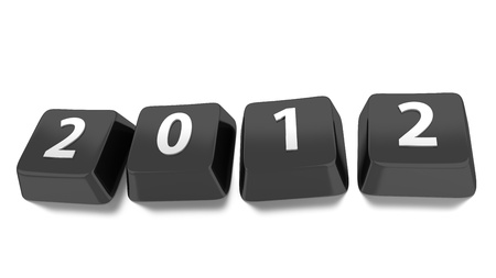 2012 written in white on black computer keys  3d illustration  Isolated background の写真素材