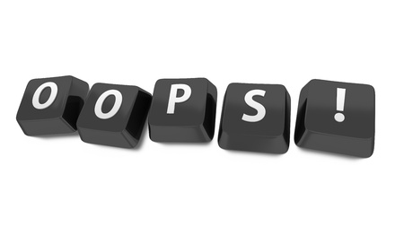 OOPS  written in white on black computer keys  3d illustration  Isolated background の写真素材