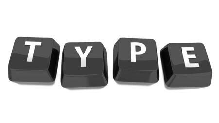TYPE written in white on black computer keys  3d illustration  Isolated background の写真素材