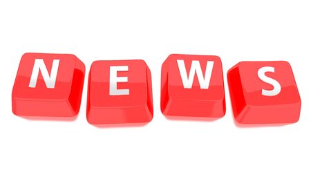 NEWS written in white on red computer keys  3d illustration  Isolated background の写真素材