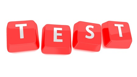 TEST written in white on red computer keys  3d illustration  Isolated background の写真素材
