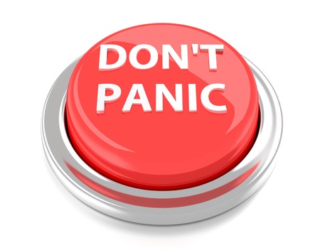DONT PANIC on red push button  3d illustration  Isolated background の写真素材