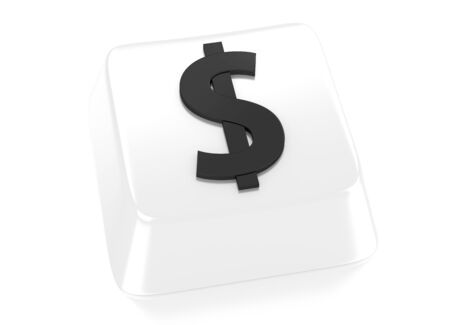 Dollar sign   in black on white computer key  3d illustration  Isolated background の写真素材