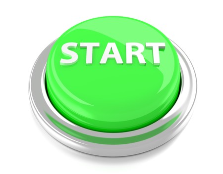START on green push button  3d illustration  Isolated background の写真素材