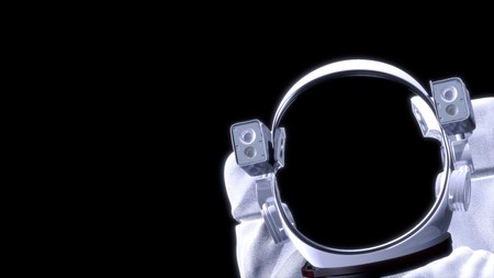Astronaut isolated on black background の写真素材