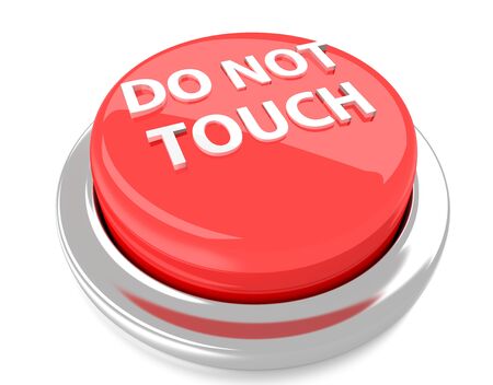 DO NOT TOUCH on red push button  3d illustration  Isolated background の写真素材