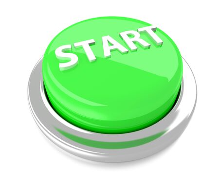 START on green push button  3d illustration  Isolated background の写真素材
