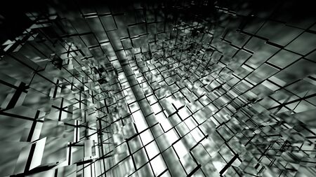 3d glass cubes forming a cubeの写真素材