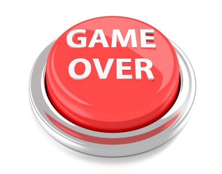 GAME OVER on red push button  3d illustration  Isolated background の写真素材