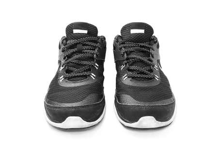 black running shoes, isolated on whiteの写真素材
