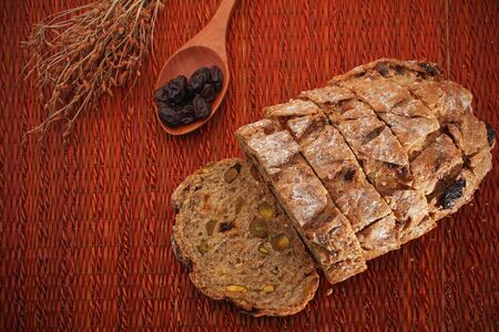 slice of multi grain bread with decorated