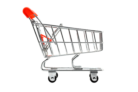 supermarket shopping cart, isolated on whiteの写真素材