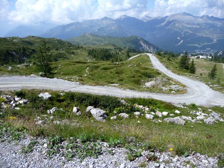 Landscape and a path in Italyの写真素材