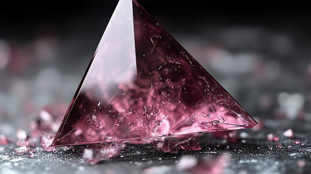 3D illustration of a red crystal on a black background with pink crystalsの素材
