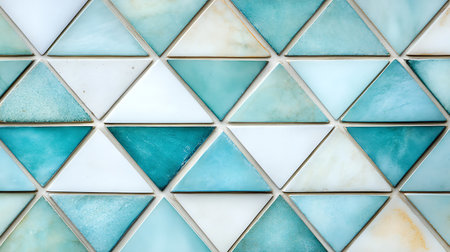 Abstract background of mosaic tiles with blue and turquoise color.の素材