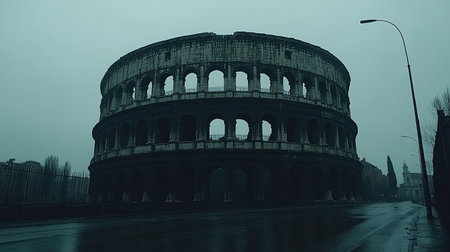 Colosseum in Rome, Italy, in a foggy dayの素材