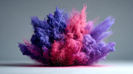 Colorful explosion of powder. 3d rendering, 3d illustration.の素材