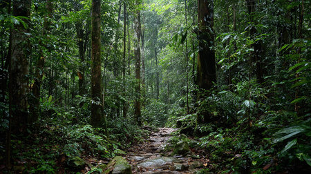 Path in the rainforest of Doi Inthanon National Park, Thailandの素材