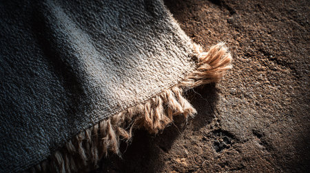 Close up of wool blanket on the ground. Selective focus.の素材