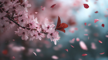 Beautiful cherry blossoms in spring time. Floral background.の素材
