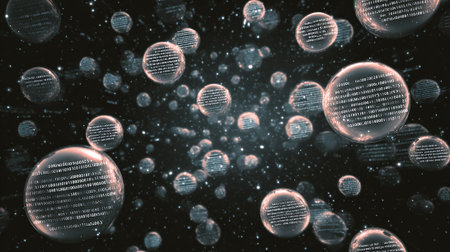 Abstract 3d rendering of chaotic particles. Bokeh effect.の素材